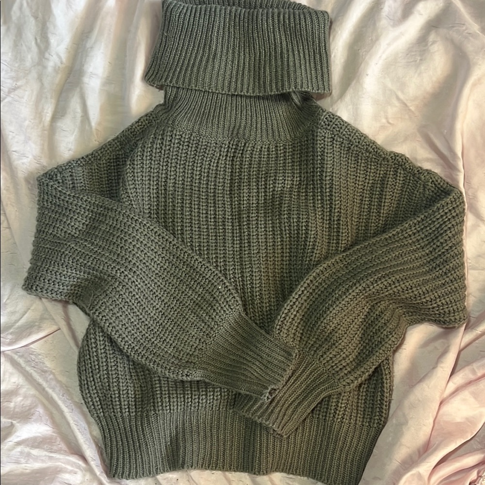 Olive Green Turtleneck Sweater